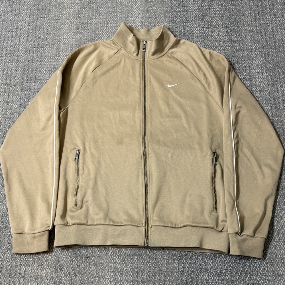 Nike Sportswear Authentics Track Jacket Tan‎ Full Zip Embroidered Swoosh Medium